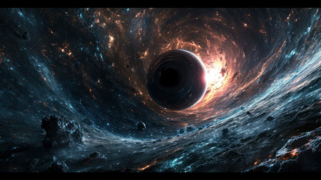 Majestic Black Hole Swirling in the Cosmosの素材