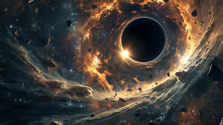Majestic Black Hole Swirling in the Cosmosの素材