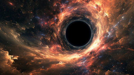 Majestic Black Hole Swirling in the Cosmosの素材