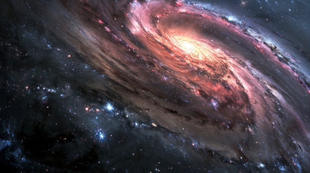 An awe-inspiring spiral galaxy with intricate layers of stars, dust, and cosmic gas, captured in vibrant colorsの素材
