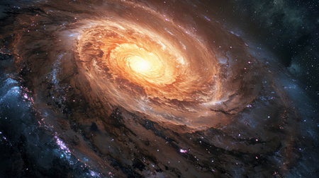 An awe-inspiring spiral galaxy with intricate layers of stars, dust, and cosmic gas, captured in vibrant colorsの素材