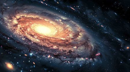 An awe-inspiring spiral galaxy with intricate layers of stars, dust, and cosmic gas, captured in vibrant colorsの素材