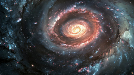 An awe-inspiring spiral galaxy with intricate layers of stars, dust, and cosmic gas, captured in vibrant colorsの素材