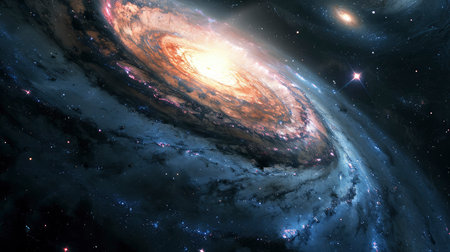 An awe-inspiring spiral galaxy with intricate layers of stars, dust, and cosmic gas, captured in vibrant colorsの素材