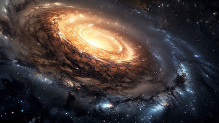 An awe-inspiring spiral galaxy with intricate layers of stars, dust, and cosmic gas, captured in vibrant colorsの素材