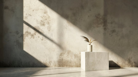 Modern Minimalist Interior with Sunlight and Shadowsの素材