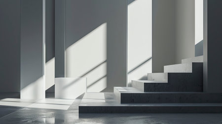Modern Minimalist Interior with Sunlight and Shadowsの素材
