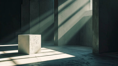 Modern Minimalist Interior with Sunlight and Shadowsの素材
