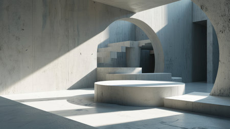 Modern Minimalist Interior with Sunlight and Shadowsの素材