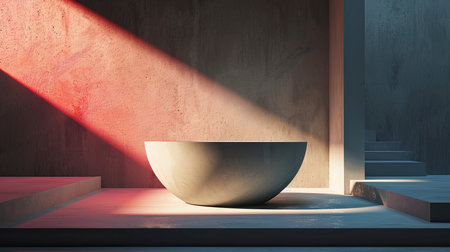 Modern Minimalist Interior with Sunlight and Shadowsの素材