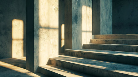 Modern Minimalist Interior with Sunlight and Shadowsの素材