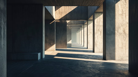 Modern Minimalist Interior with Sunlight and Shadowsの素材