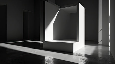 Modern Minimalist Interior with Sunlight and Shadowsの素材