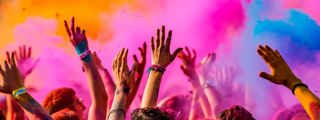 Vibrant Holi Festival Colors Explosion with Greetingsの素材