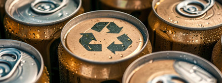 Recycle Concept with Aluminum Cans and Cardboard Symbolの素材