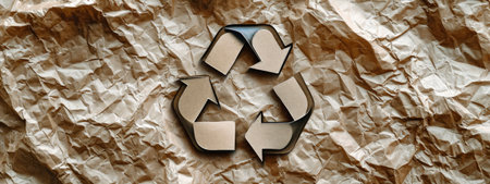 Recycle Symbol on Crumpled Paper Textureの素材