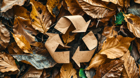 Recycle Symbol on Crumpled Paper Textureの素材