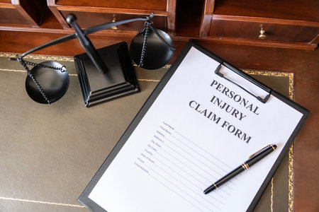 Personal Injury Claim Form on a Lawyer's Deskの写真素材