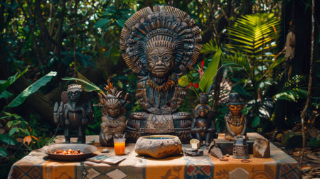 A gothic interior of a vampire castle of Transylvania, lit by candles and featuring an altar for satanic rites and human sacrifices. 3D illustrationの素材