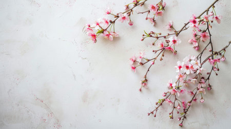 Delicate pink cherry blossoms on white background. Perfect for nature, spring, and floral themes.の素材