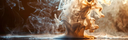 The artwork showcases ethereal smoke swirls in warm hues, evoking mystery and motion in an abstract, aesthetic styleの写真素材