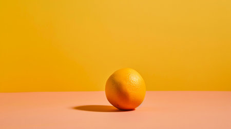 A minimalistic composition featuring a single orange set against a bright yellow background, creating a bold and vibrant visual impact.の素材