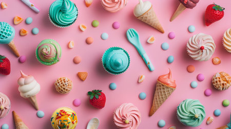 Dark chocolate bar with broken pieces, cocoa powder, and scattered coffee beans on a textured background. A rich and indulgent scene perfect for food photography and gourmet chocolate lovers.の素材