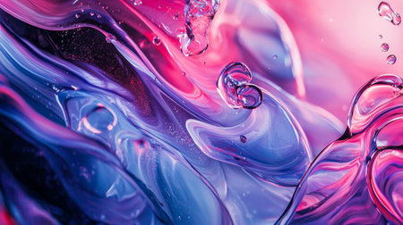 A vibrant abstract background featuring flowing liquid shapes in purple and pink hues, creating a dynamic and artistic composition perfect for creative and design concepts.の素材