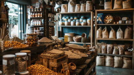 Rustic still life scene with pottery, fruits, and dried branches in soft, warm lighting. The cracked wall background adds texture, evoking a vintage, artistic atmosphere reminiscent of classic paintings.の素材