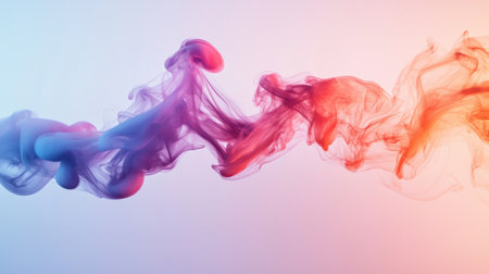 A stunning abstract composition of colorful smoke swirls in gradient pastel tones, blending harmoniously to create a soft and ethereal visual effect.の素材