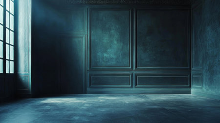 An elegant and moody interior space with textured walls and soft light filtering through, creating a calm and atmospheric setting.の素材