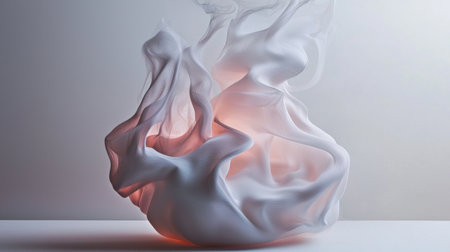 A creative composition showcasing an abstract milk splash frozen mid-motion against a clean white surface.の素材