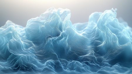 An abstract composition of blue waves resembling icy peaks, showcasing a surreal and captivating design.の素材