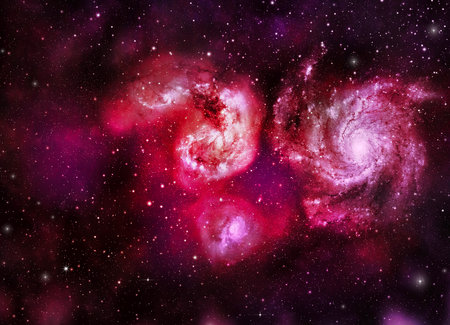 A space of the galaxy ,atmosphere with stars at dark backgroundの写真素材