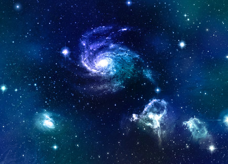 A space of the galaxy ,atmosphere with stars at dark backgroundの写真素材