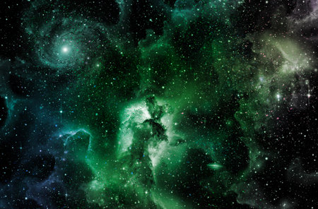 A space of the galaxy ,atmosphere with stars at dark backgroundの写真素材