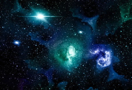 A space of the galaxy ,atmosphere with stars at dark backgroundの写真素材