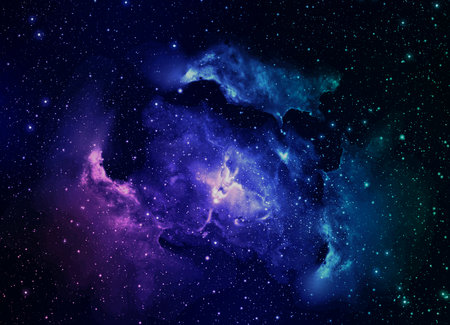 Galaxy in universe and atmosphere with little stars at dark background.の写真素材