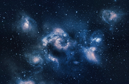 A space of the galaxy atmosphere with stars at dark background.の写真素材