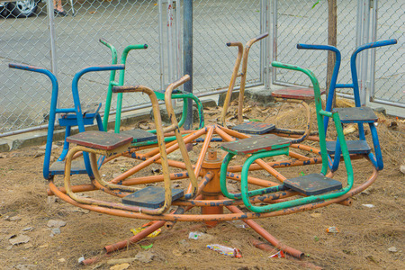 Playground equipment in the outdoor playground.の写真素材
