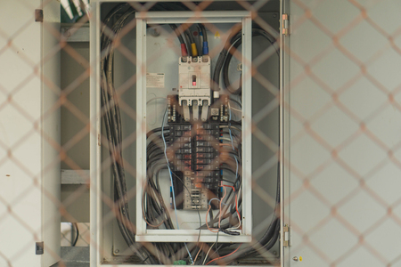 High voltage transformer in roomの写真素材