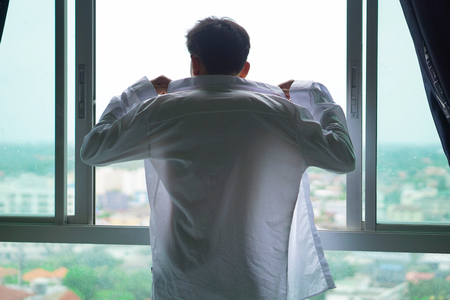 Men's dress up White shirt.の写真素材
