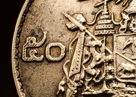 Coin of Thailand, macroの写真素材