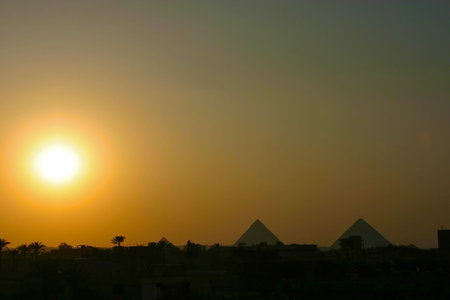 Sunset over gizah pyramids - Cairo