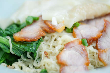 BBQ Pork and Wonton Noodle Chinatown Thailandの写真素材
