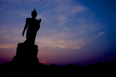 Budha Silhouette with twilight backgroundの写真素材
