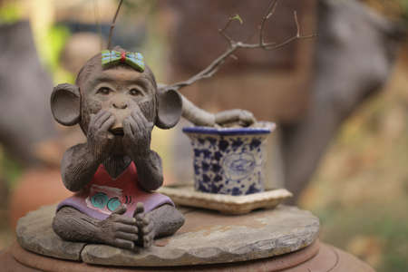 baked clay monkeyの写真素材