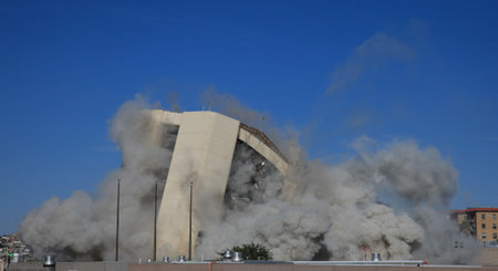 EL PASO, TEXAS – APRIL 14:  City Hall was imploded on Sunday morning before a large crowd, making...