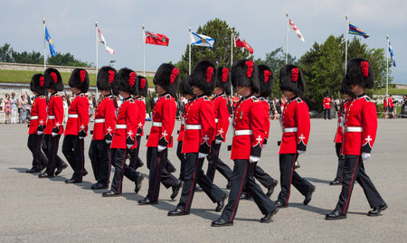 QUEBEC CITY, CANADA - JULY 5. Canadian Forces, Royal 22e Regiment, Honor Guard perform the Changing...
