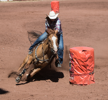 Professional Rodeo at the Mescalero Apache Ceremonial & Rodeo grounds, Mescalero, New Mexico, America - 3 Jul 2016のeditorial素材